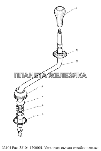 Установка рычага коробки передач ГАЗ-33104 Валдай Евро 3